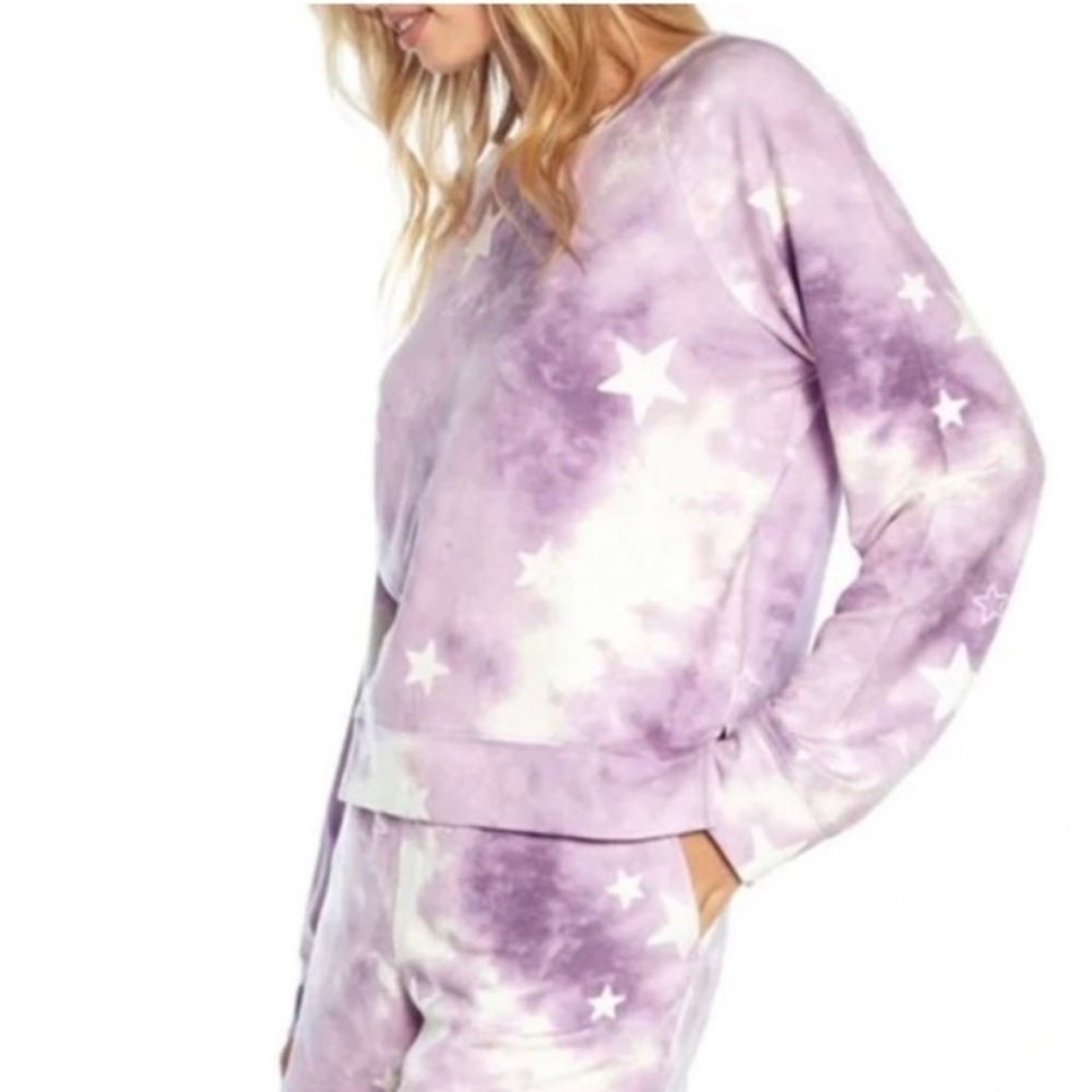 Wildfox Purple Tie Dye Stars Sweatshirt Women's Large‎